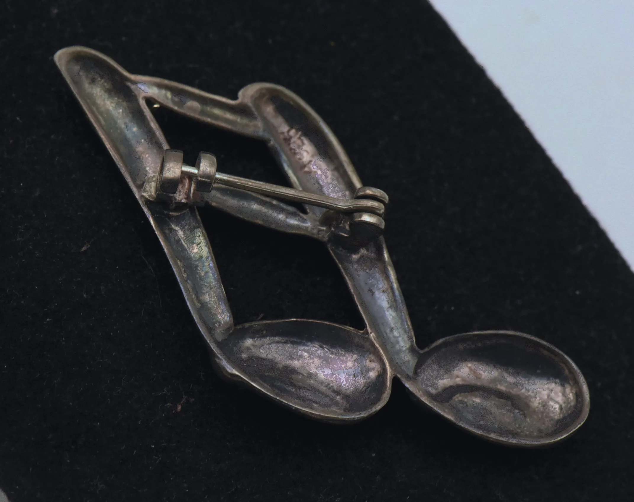 Vintage Sterling Silver Sixteenth Note Brooch