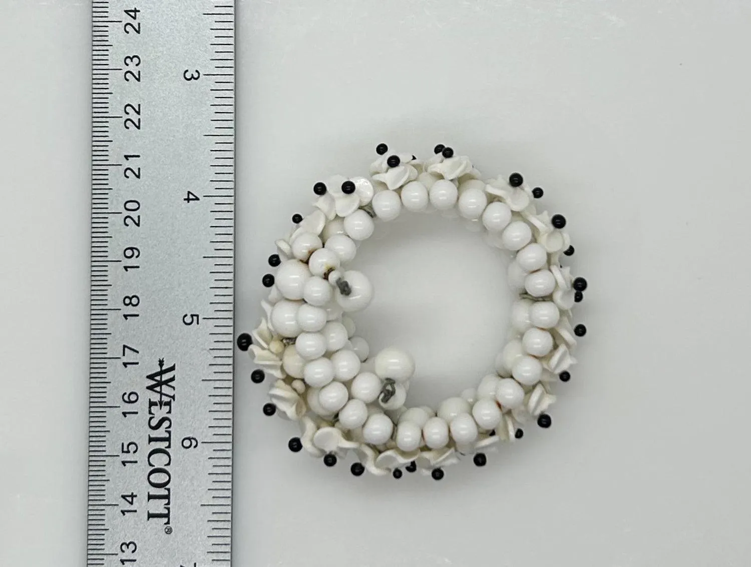 Vintage White and Black Floral Expansion Bracelet