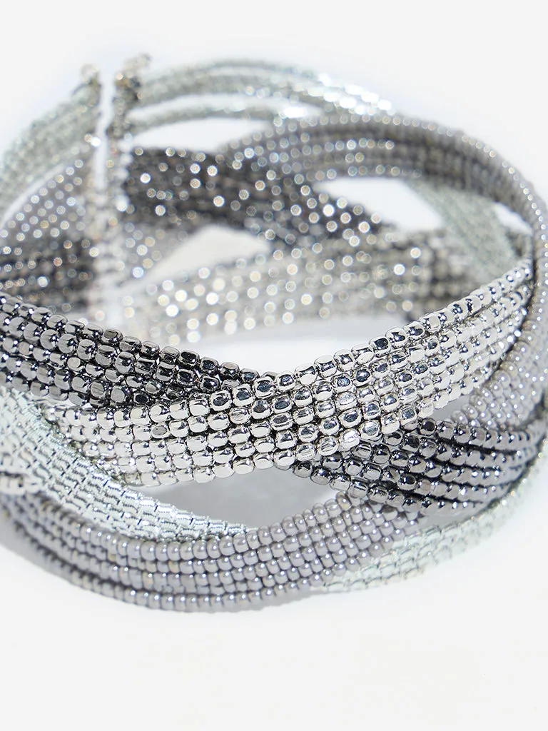 Westside Accessories Silver Beaded Turban Bracelet