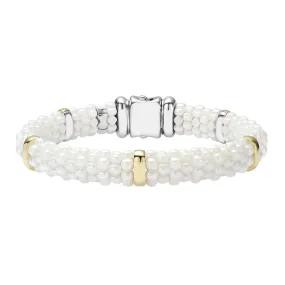 White Caviar Gold Station Ceramic Bracelet | 9mm