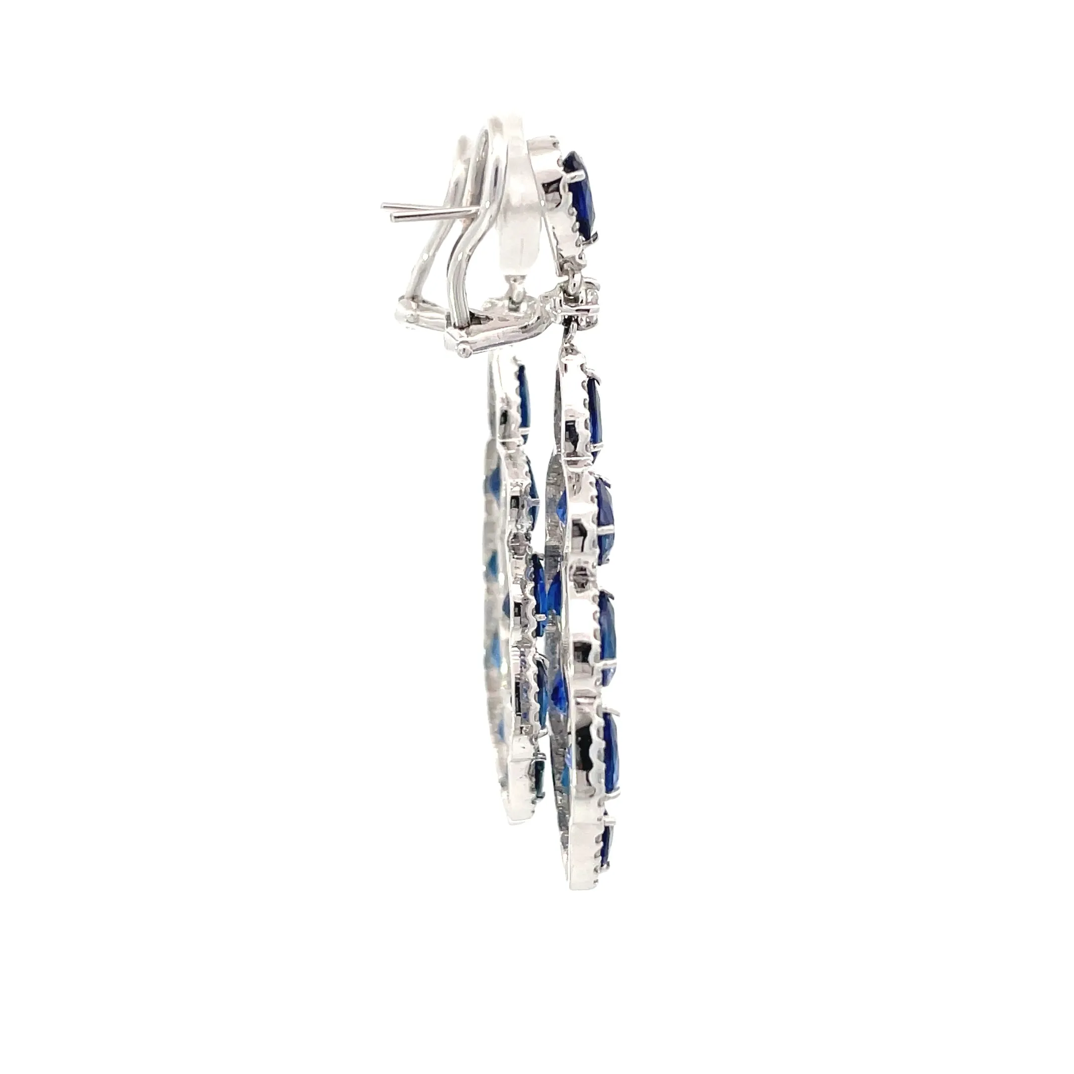 White Gold Diamond Sapphire Chandelier Earrings