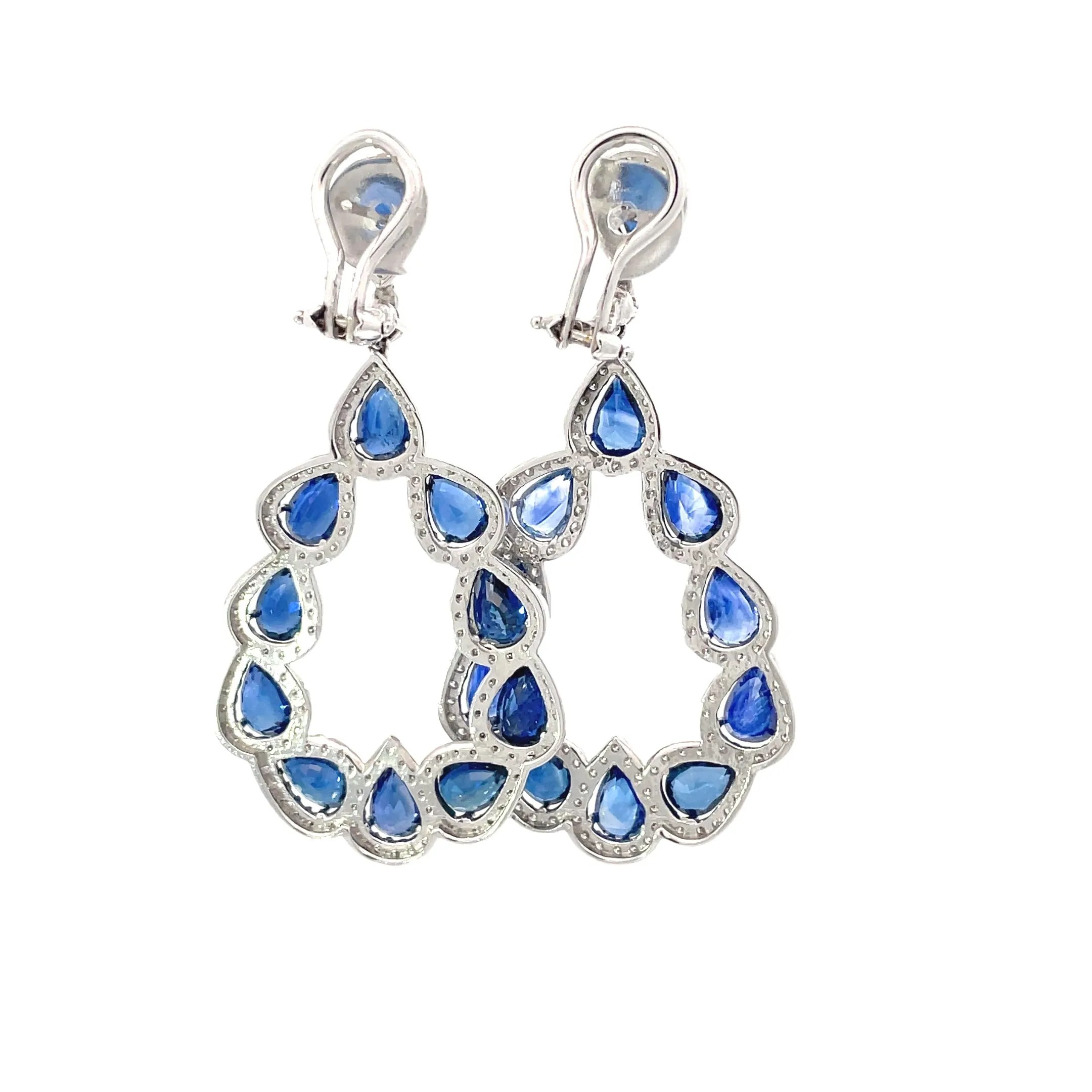 White Gold Diamond Sapphire Chandelier Earrings