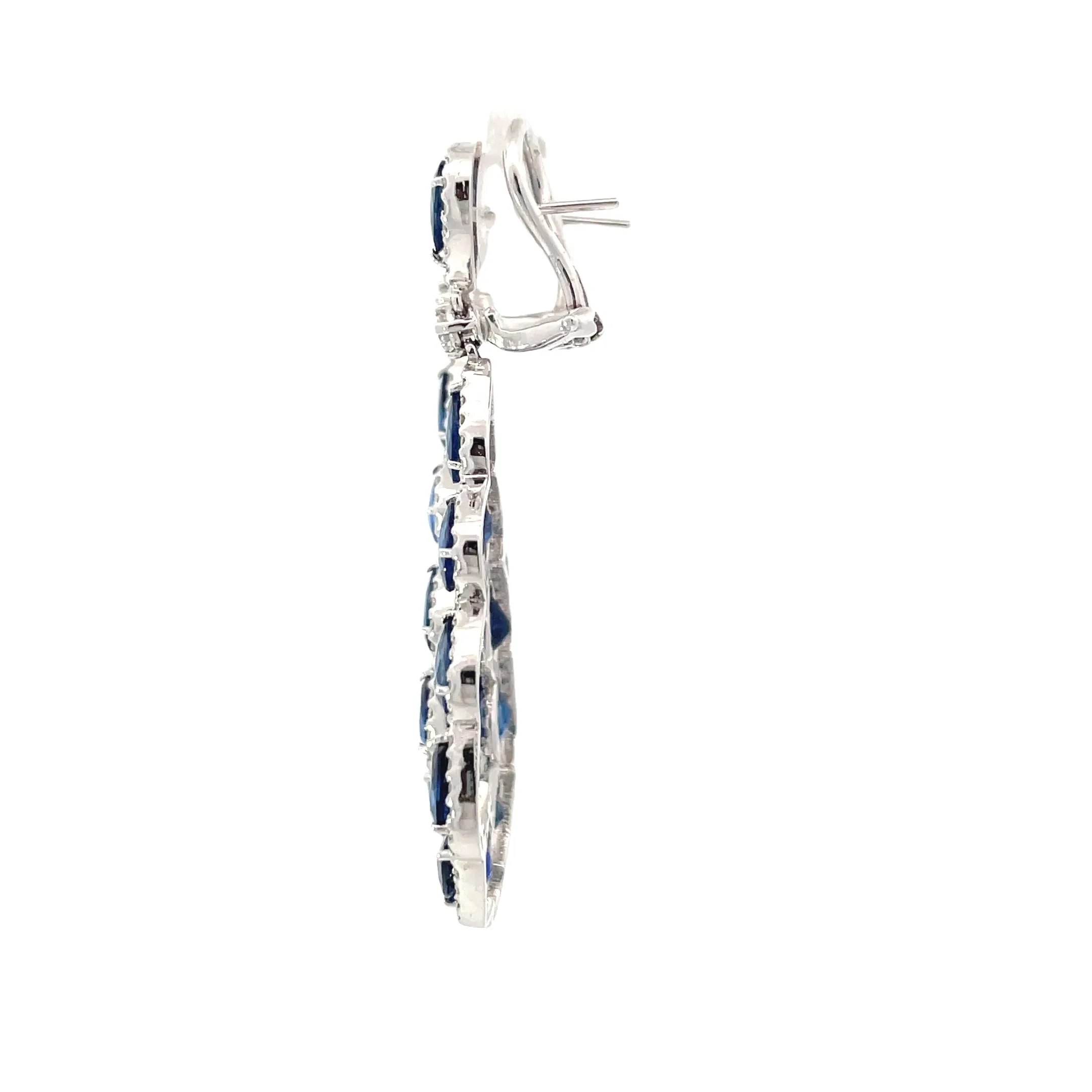 White Gold Diamond Sapphire Chandelier Earrings