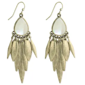 White Shell and Gold Chandelier Earring