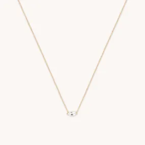 White Topaz Marquise Necklace in Solid Gold