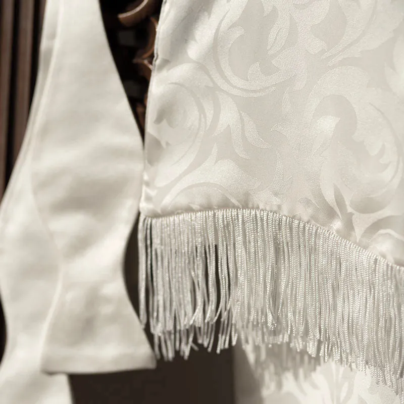 White Tuxedo Silk Scarf