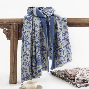 Women's Elagant Floral Contrast Border Scarf