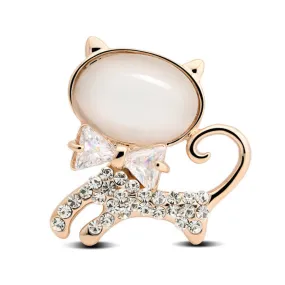 Women's Opal Kitty With Bowtie Brooch